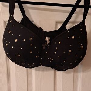 Cacique Black Full-Coverage Bra with Molded Cups and Shiny Studs